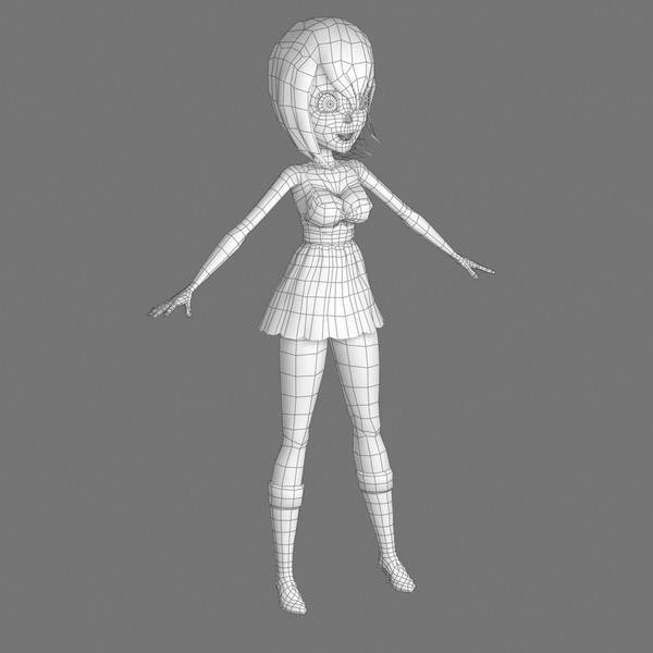 animation hair dress 3d model - Cartoon Woman 02 Orange Girl... by Denys Almaral