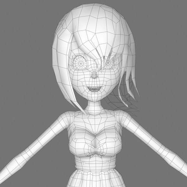 animation hair dress 3d model - Cartoon Woman 02 Orange Girl... by Denys Almaral