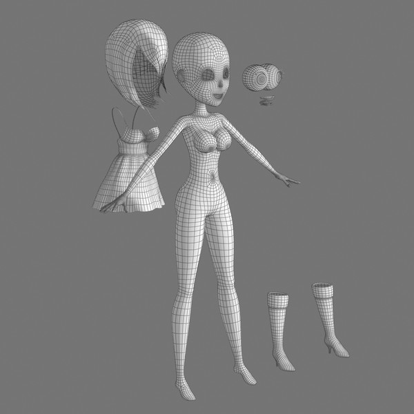 animation hair dress 3d model - Cartoon Woman 02 Orange Girl... by Denys Almaral