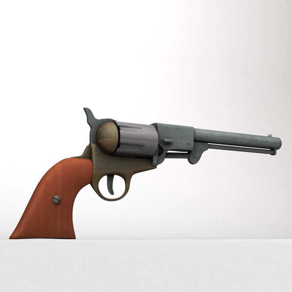 circa confederate pistol revolver 3d model - Confederate Pistol by tdubic