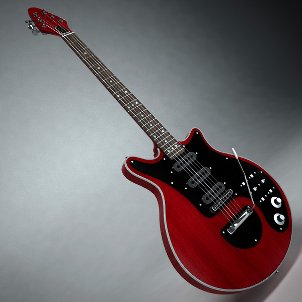3d model red brian electric guitar - Brian May Guitar by Render Steel