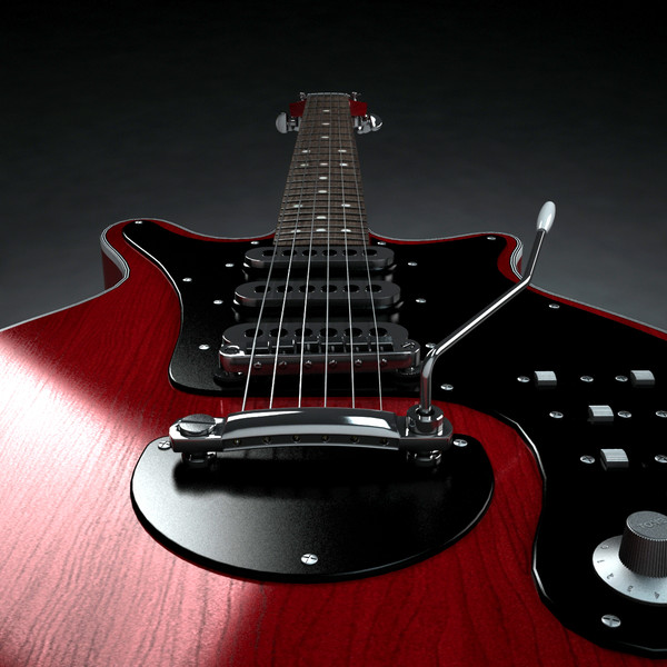 3d model red brian electric guitar - Brian May Guitar by Render Steel