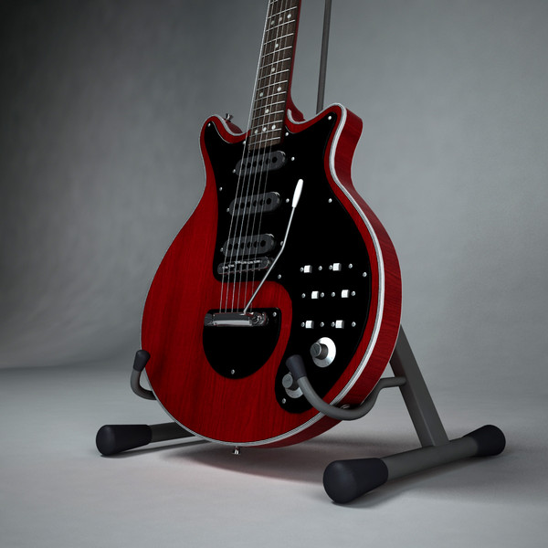 3d model red brian electric guitar - Brian May Guitar by Render Steel