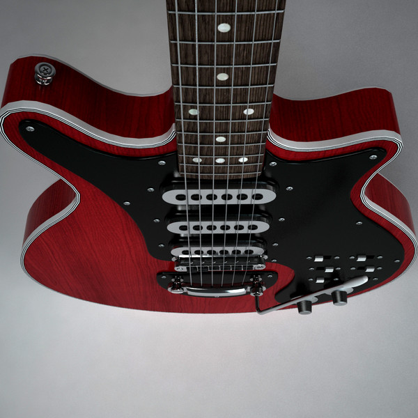 3d model red brian electric guitar - Brian May Guitar by Render Steel