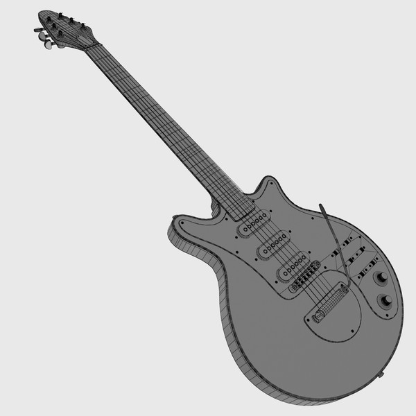 3d model red brian electric guitar - Brian May Guitar by Render Steel