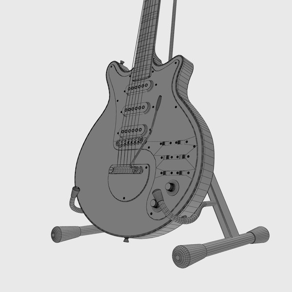 3d model red brian electric guitar - Brian May Guitar by Render Steel