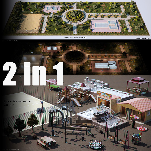 3d model park 1 2 - Park and park filling by Stubborn3D