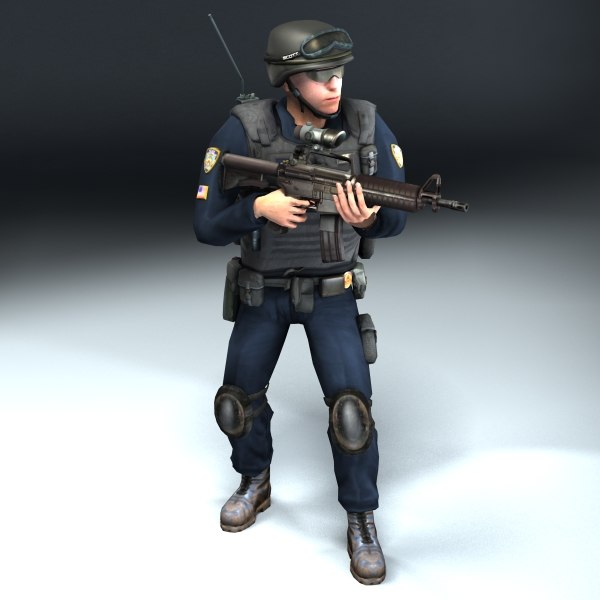 police swat rigged 3d max - Police SWAT Rigged... by ES3DStudios