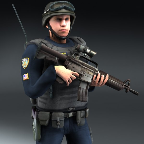 police swat rigged 3d max - Police SWAT Rigged... by ES3DStudios