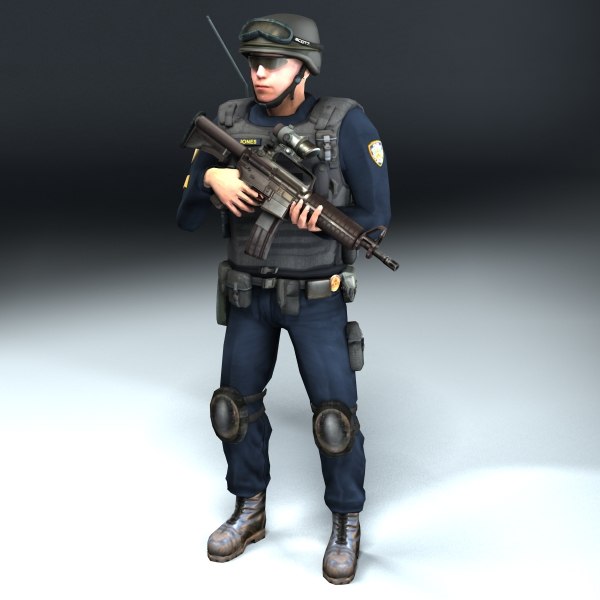 police swat rigged 3d max - Police SWAT Rigged... by ES3DStudios