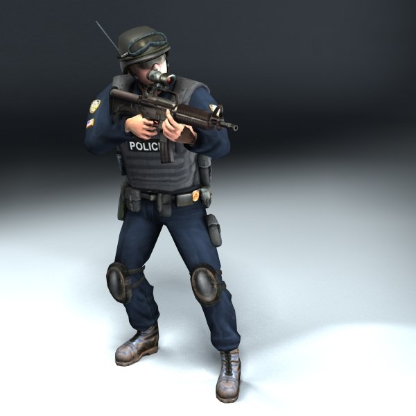 police swat rigged 3d max - Police SWAT Rigged... by ES3DStudios