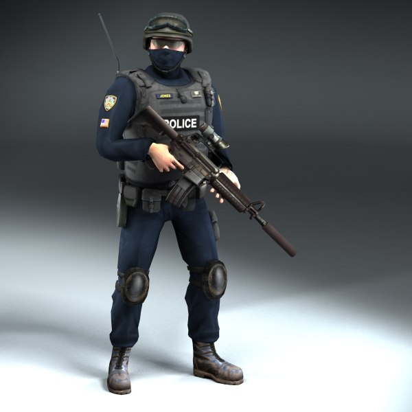 police swat rigged 3d max - Police SWAT Rigged... by ES3DStudios