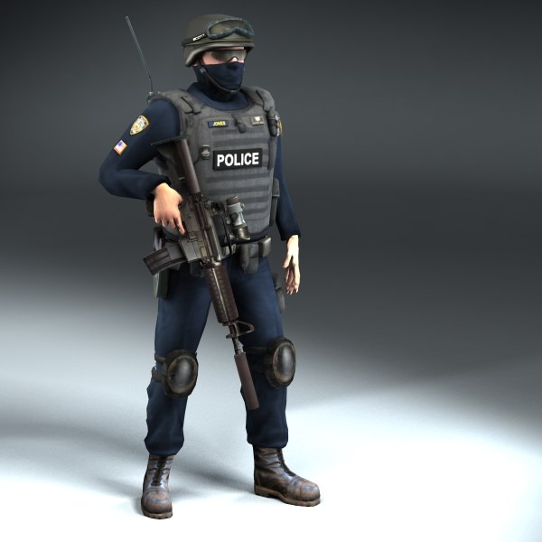 police swat rigged 3d max - Police SWAT Rigged... by ES3DStudios
