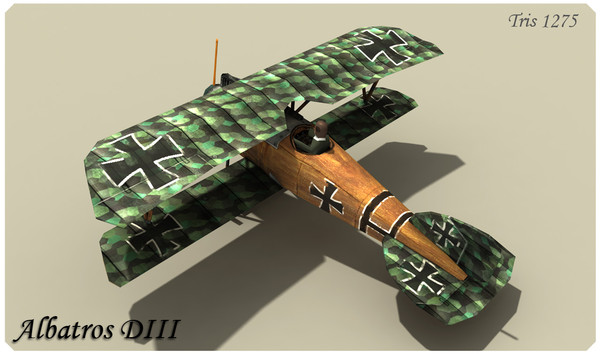 maya albatros d iii biplane - Albatros D III Low Poly by alienpioneer