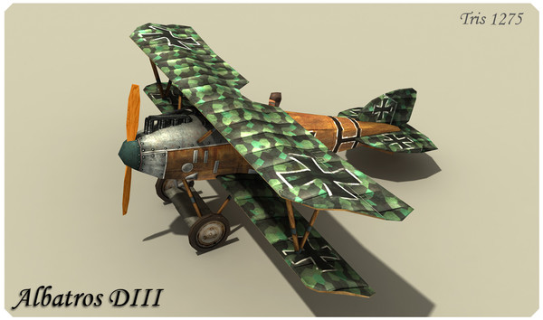 maya albatros d iii biplane - Albatros D III Low Poly by alienpioneer