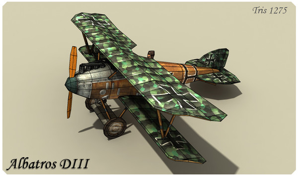 maya albatros d iii biplane - Albatros D III Low Poly by alienpioneer