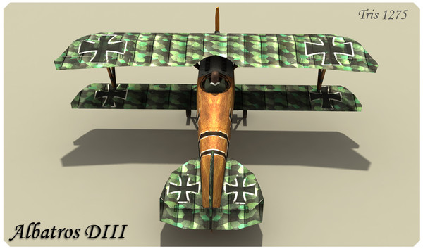 maya albatros d iii biplane - Albatros D III Low Poly by alienpioneer