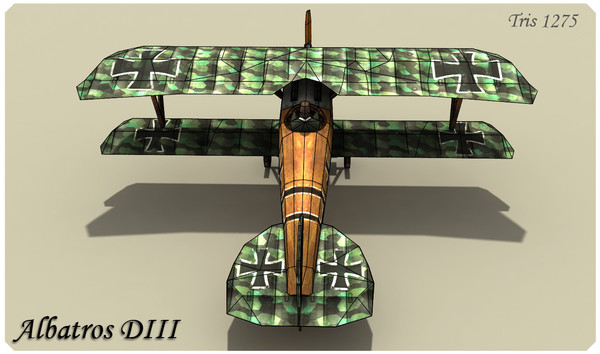 maya albatros d iii biplane - Albatros D III Low Poly by alienpioneer