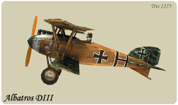 maya albatros d iii biplane - Albatros D III Low Poly by alienpioneer