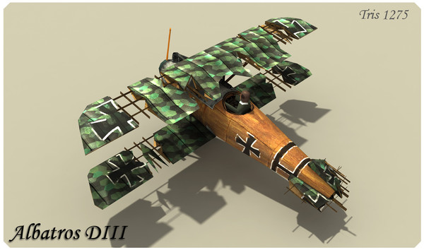 maya albatros d iii biplane - Albatros D III Low Poly by alienpioneer