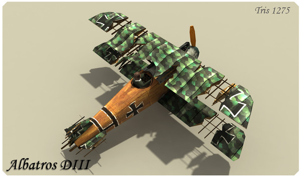 maya albatros d iii biplane - Albatros D III Low Poly by alienpioneer