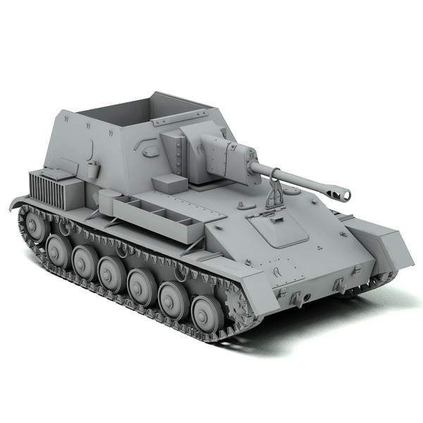 ww2 self propelled gun 3d model - SU 76 self propelled gun by Sandu_Bublic