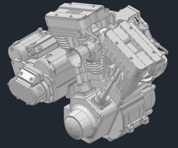 v twin motor engine 3d model - V Twin Engine by l2003coatl