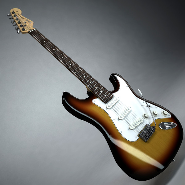 fender stratocaster guitar 3d 3ds - Fender Stratocaster by Render Steel