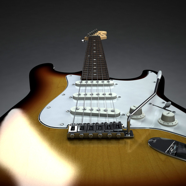 fender stratocaster guitar 3d 3ds - Fender Stratocaster by Render Steel