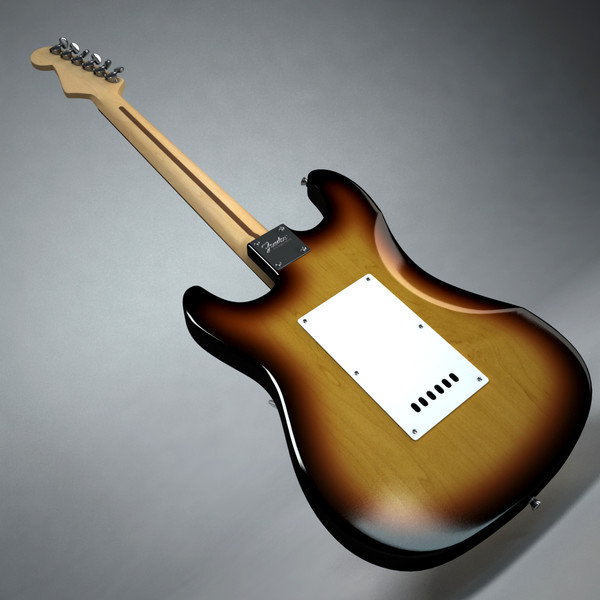 fender stratocaster guitar 3d 3ds - Fender Stratocaster by Render Steel