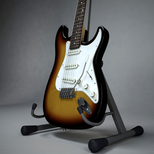 fender stratocaster guitar 3d 3ds - Fender Stratocaster by Render Steel