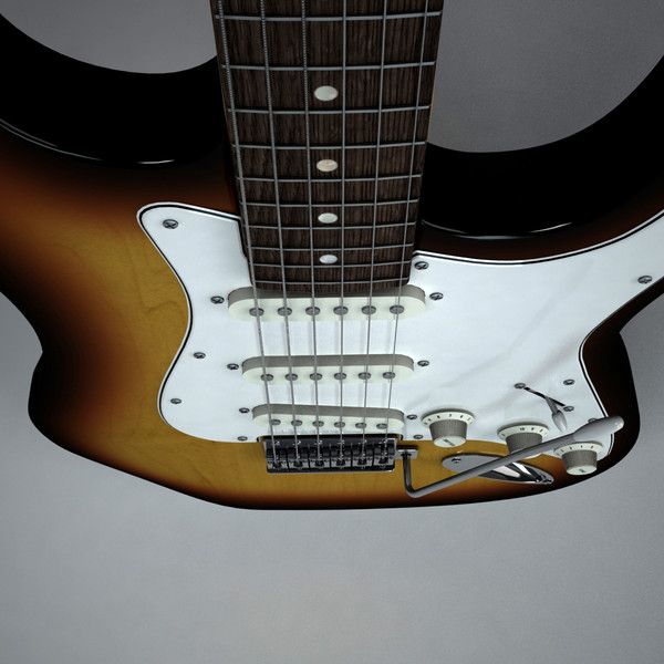 fender stratocaster guitar 3d 3ds - Fender Stratocaster by Render Steel