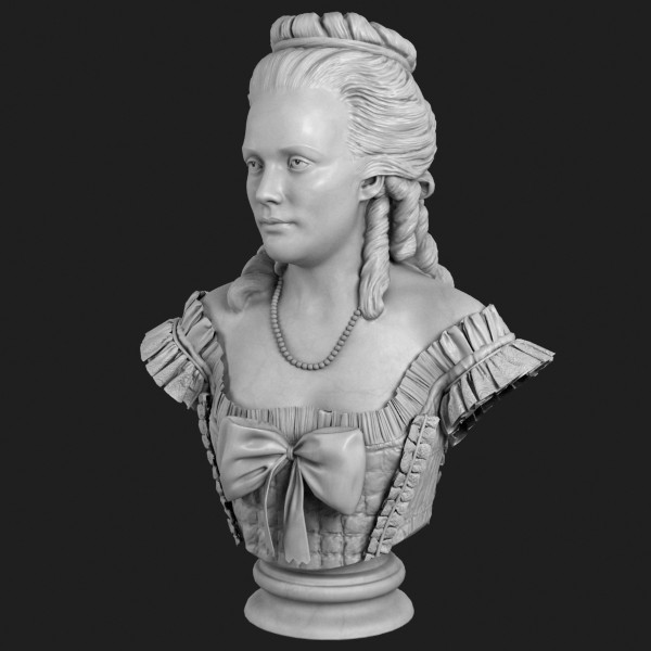 3d lady bust baroque - Baroque Lady Bust by clay master