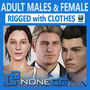 realistic males female rigged 3d model