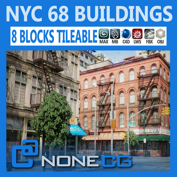 3d new york 8 blocks model - NYC - 8 Blocks - 68 Buildings... by NONECG