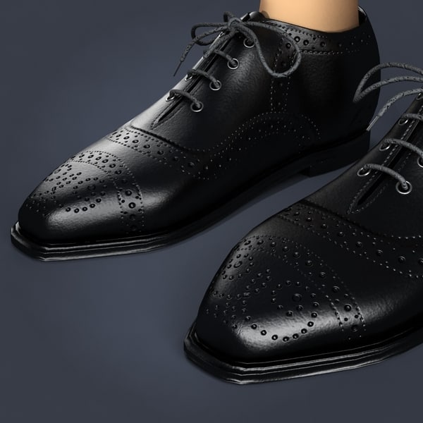 3ds max black leather shoes - Black leather Shoes... by shank3d