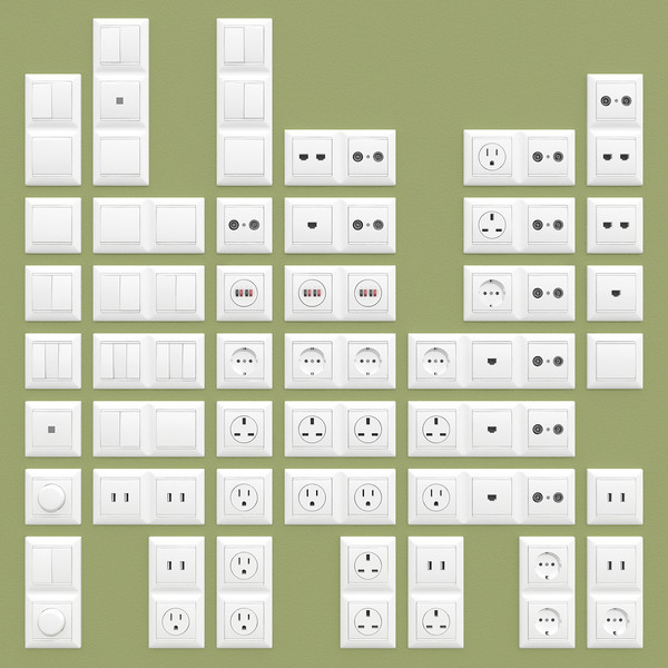 3d wall switches sockets - Wall Switches and Sockets by razorwave