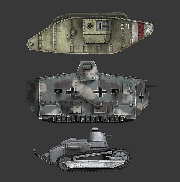 world war tank treads 3d model - World War I Tank Pack... by Hobgob