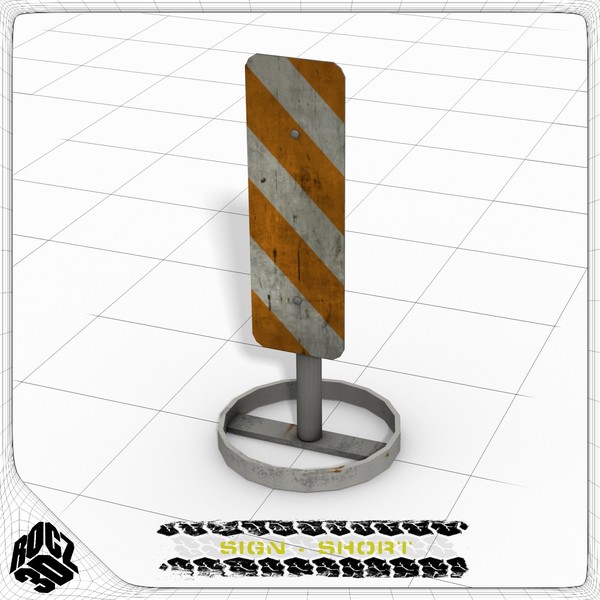 3d model barrier sign - Rocz3D Short Sign by Rocz3D