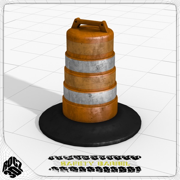 safety traffic barrel 3d 3ds - Rocz3D Safety Barrel by Rocz3D