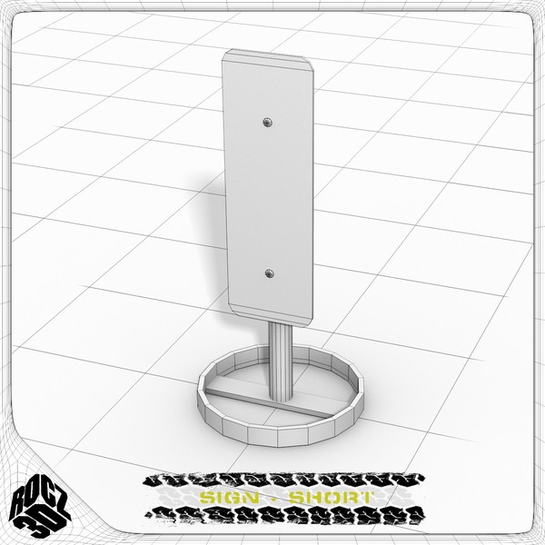 3d model barrier sign - Rocz3D Short Sign by Rocz3D