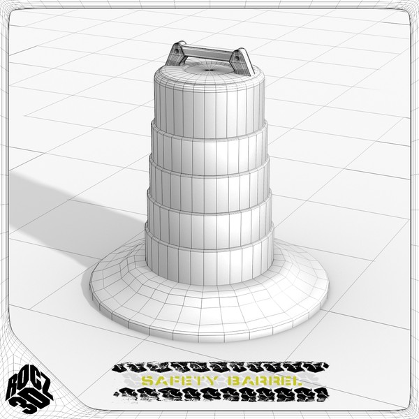 safety traffic barrel 3d 3ds - Rocz3D Safety Barrel by Rocz3D