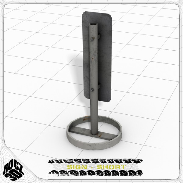 3d model barrier sign - Rocz3D Short Sign by Rocz3D