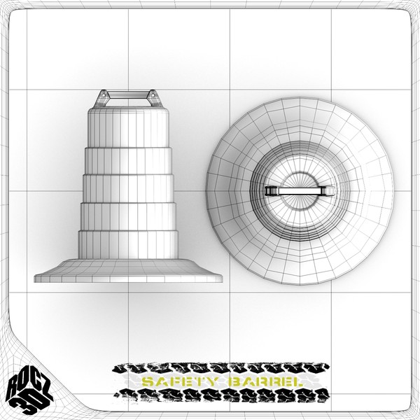 safety traffic barrel 3d 3ds - Rocz3D Safety Barrel by Rocz3D