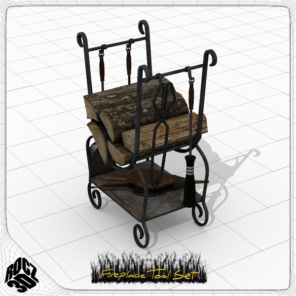 3d set fireplace tools model - Rocz3D Fireplace Tool Set by Rocz3D