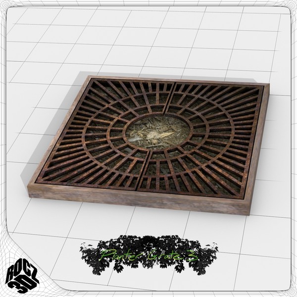 tree planter grate 3 obj - Tree Planter Grate Square 3 by Rocz3D