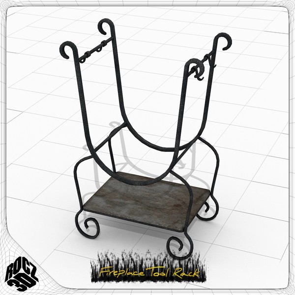 rack fireplace tools 3d model - Rocz3D Fireplace Tool Rack by Rocz3D