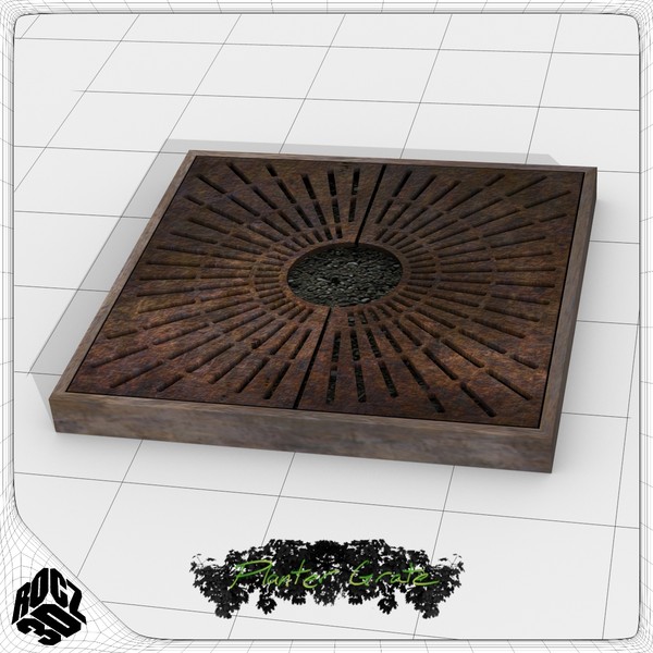 3d tree planter grate model - Tree Planter Grate Square 1 by Rocz3D