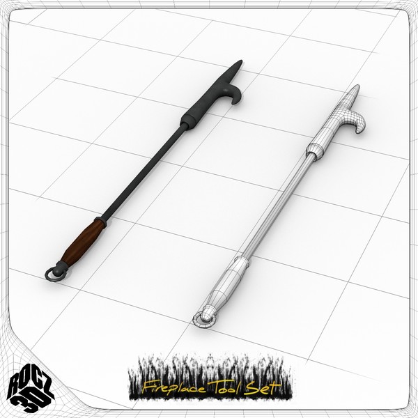 3d set fireplace tools model - Rocz3D Fireplace Tool Set by Rocz3D