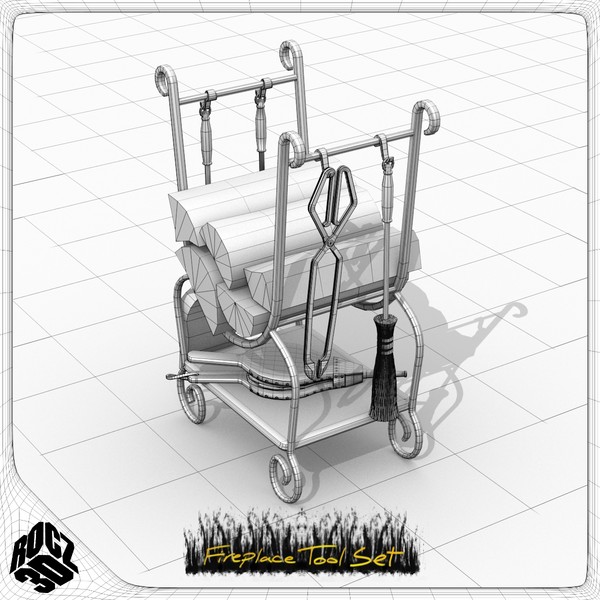 3d set fireplace tools model - Rocz3D Fireplace Tool Set by Rocz3D
